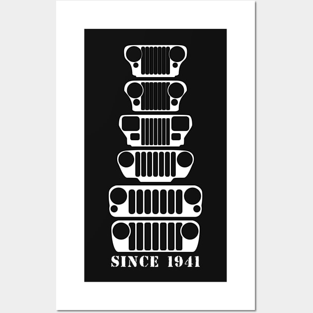 Jeep Grills White Logo Wall Art by Caloosa Jeepers 
